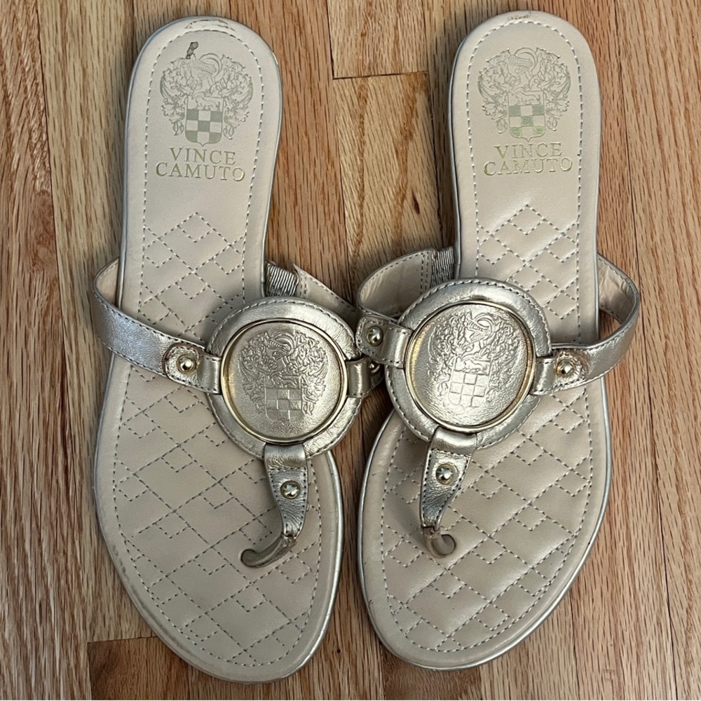 Vince Camuto Gold Quilted Sandals